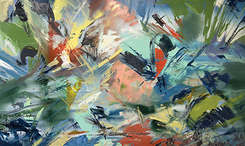 Abstract Collab: Hidden Paradise by Kristie Fujiyama Kosmides, Jake Shimabukuro, and Tracey Niimi - Tiffany's Art Agency - Kristie Kosmides