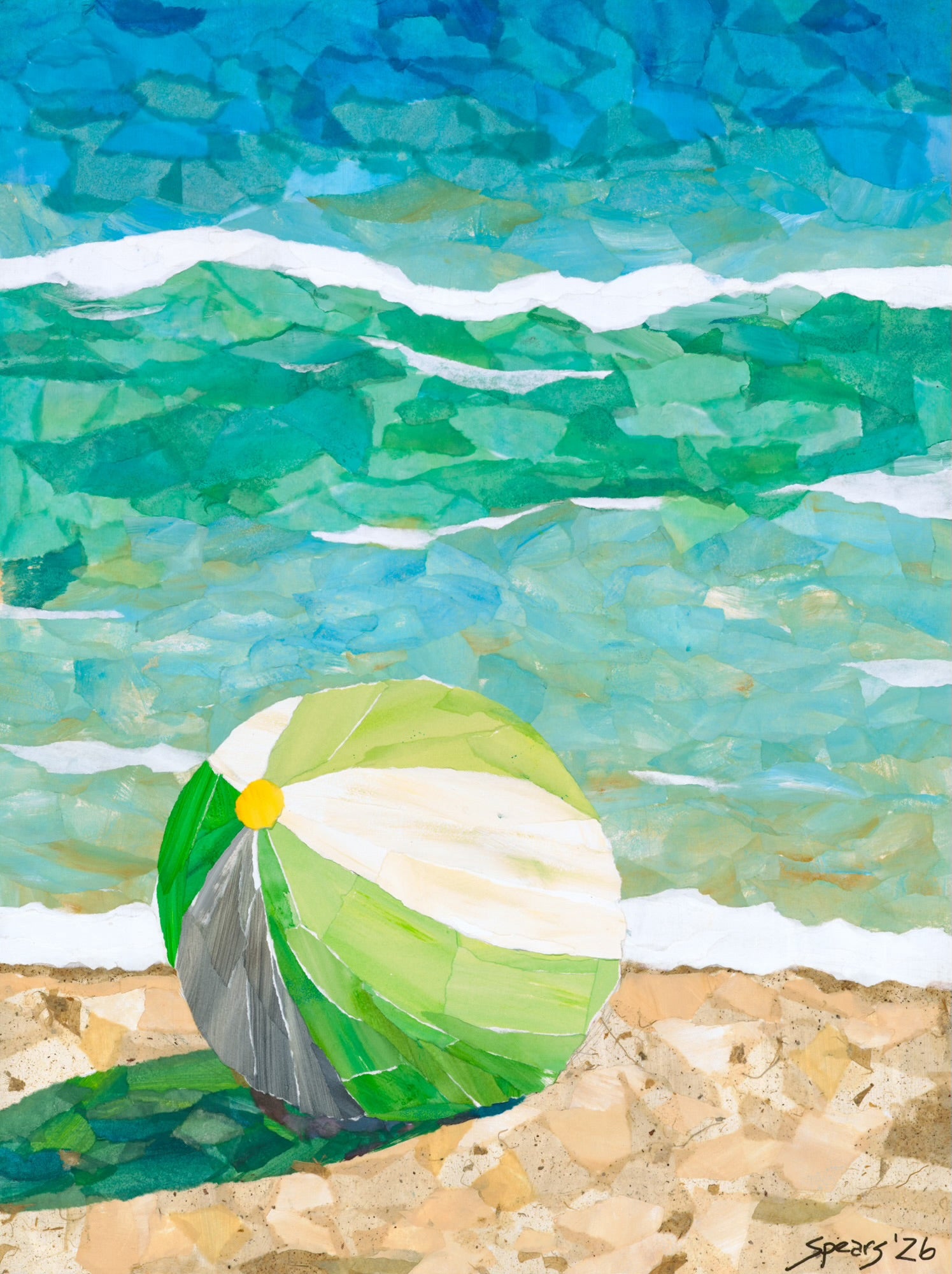 Green & White Beach Ball by Mary Spears - Tiffany's Art Agency