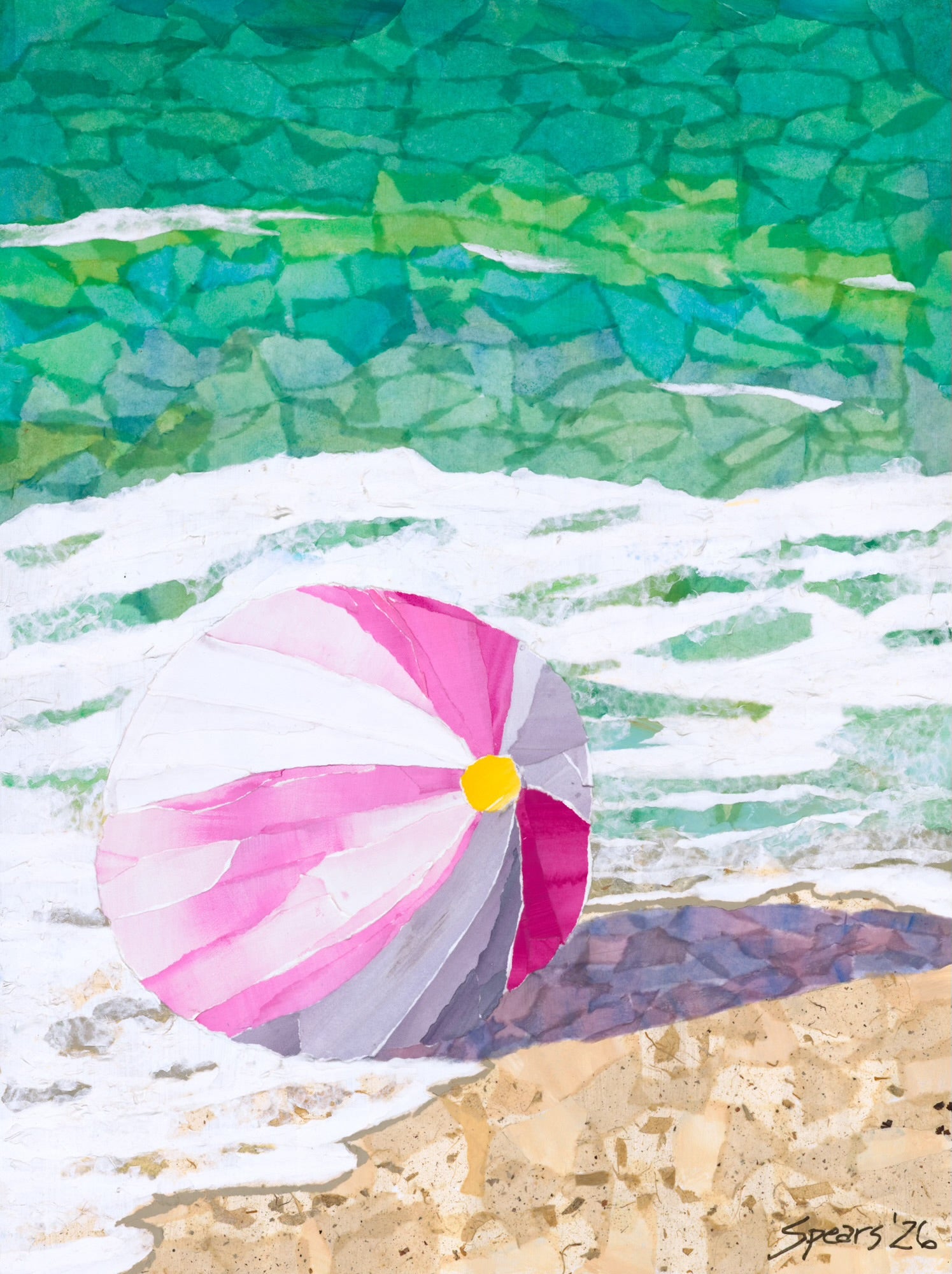 Pink and White Beach Ball by Mary Spears - Tiffany's Art Agency