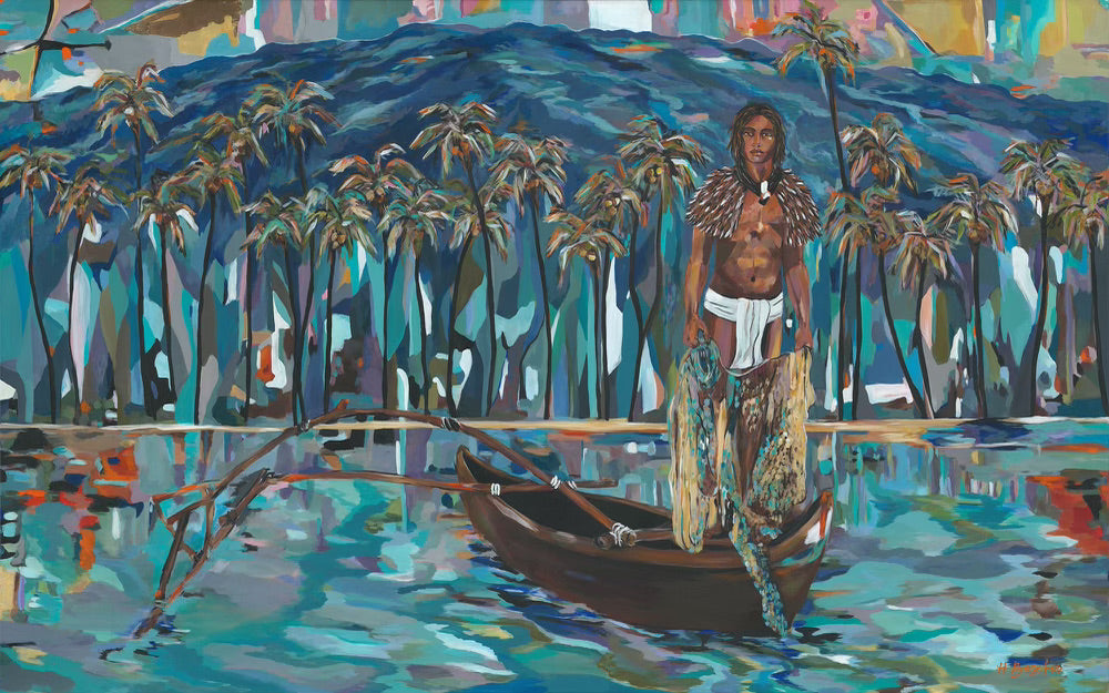 Outrigger Series: Mauna a Wakea & the Fisherman by Heidi Buscher - Tiffany's Art Agency - Heidi Buscher