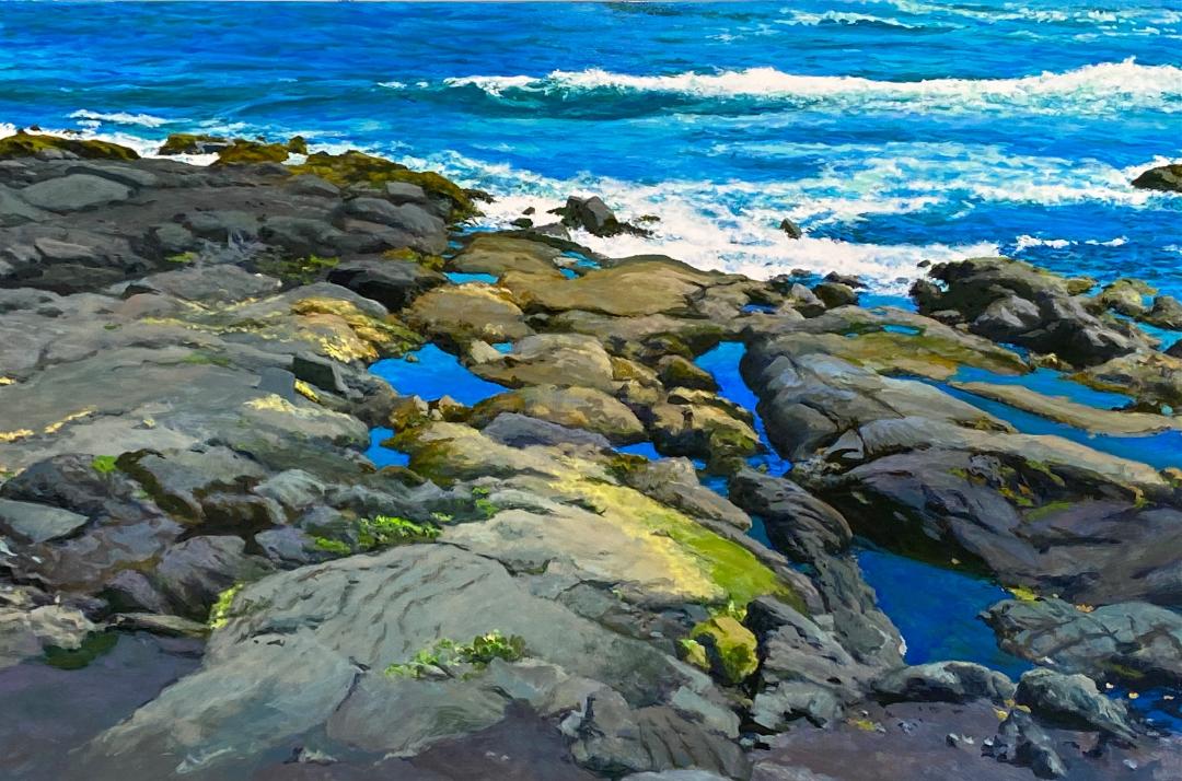 Tide Pools and Surf at Punaluu by Peter Loftus - Tiffany's Art Agency - Peter Loftus