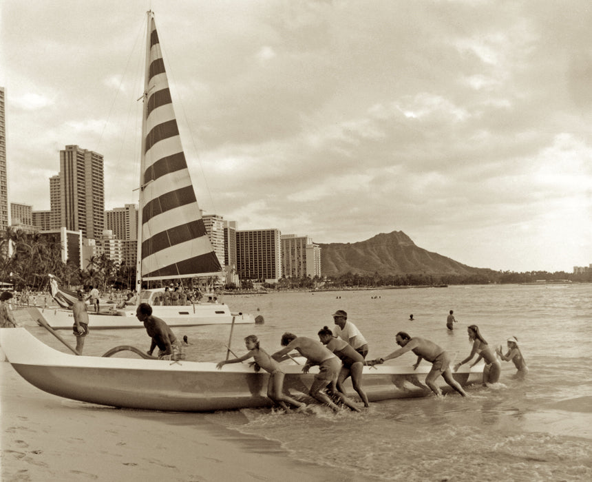 Waikiki Outrigger by Cathy Shine - Tiffany's Art Agency - Cathy Shine